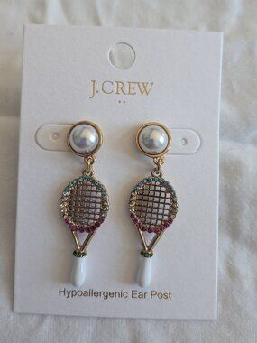 J.Crew White & Gold w/ Color Studs Pickleball Stud Earrings NWT